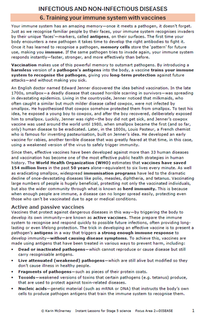 FREE WORKSHEET: Training your immune system with vaccines